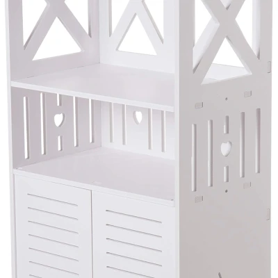 Raft de baie WPC alb Dulap 92x40x25 cm