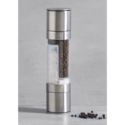 Rasnita 2 in 1 pentru piper si sare, Inox, Argintiu