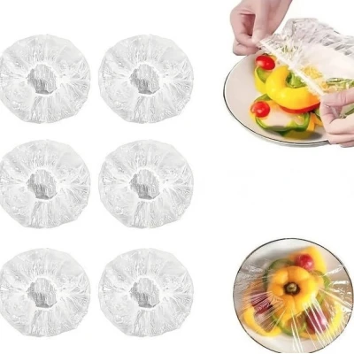 Set 100 Folii cu Elastic pentru acoperit boluri 22-38 cm Transparente