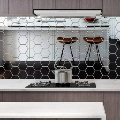 Set 12 Oglinzi Design Hexagon MARI 20x23 - Oglinzi Decorative Acrilice Cristal - Diamant - Fagure 12 bucati/set TA