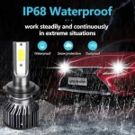 Set 2 becuri auto COB H7, 100W, lumina alb-rece, 12000 lumeni
