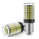 Set 2 Becuri LED Canbus 1156 Pozitie Galben BA15S P21W  180 GRADE 144 LED-uri