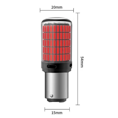 Set 2 Becuri LED semnalizare culoare ROSU soculu BAY15D 1157/P21/5W LED 1156 pentru 144 SMD cu doua faze