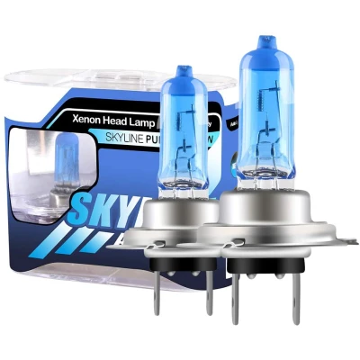 Set 2 becuri Pegasus H7 Skyline Xenon Look auto-tec halogen putere 55W 1500 lumeni temperatura 5000K