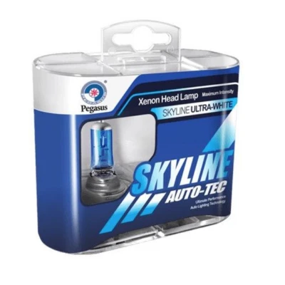 Set 2 becuri Pegasus H7 Skyline Xenon Look auto-tec halogen putere 55W 1500 lumeni temperatura 5000K