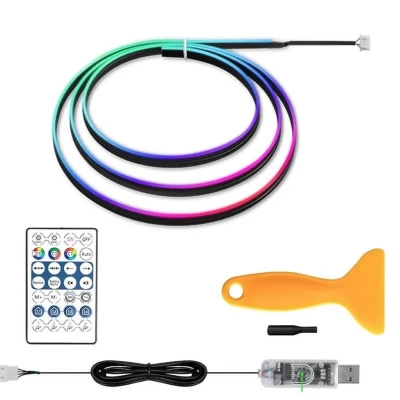 Set 2 benzi acrilice 110cm si 35cm, lumina ambientala auto RGB, alimentare USB