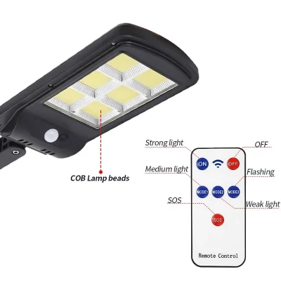 Set 2 Lampa Stradala Solara 150 LED COB cu 6 CASSETE cu Panou Solar  Senzor de Miscare  Lumina si Telecomanda Inclusa