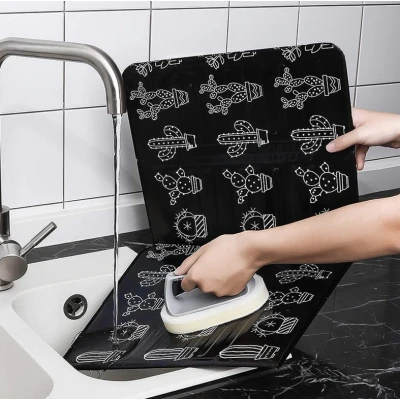 Set 2 x Protectie aragaz pentru gatit antistropire model Cactus Negru