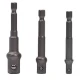 Set 3 adaptor priza Burghie cu tija 1/4" hexagonala 1/4-3/8-1/2''