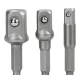 Set 3 adaptor priza Burghie cu tija 1/4" hexagonala 1/4-3/8-1/2''