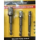 Set 3 adaptor priza Burghie cu tija 1/4" hexagonala 1/4-3/8-1/2''