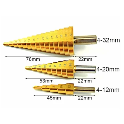 Set 3 FREZE Burghie in trepte pentru metal 4-32 mm