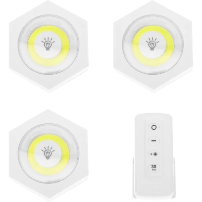 Set 3 Lampi Hexagonale LED Cob cu telecomanda si Butoane individuale