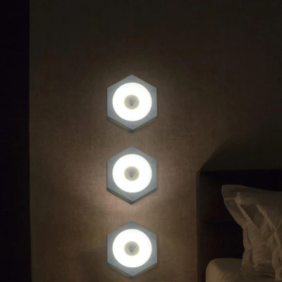 Set 3 Lampi Hexagonale LED Cob cu telecomanda si Butoane individuale