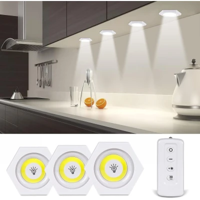 Set 3 Lampi Hexagonale LED Cob cu telecomanda si Butoane individuale