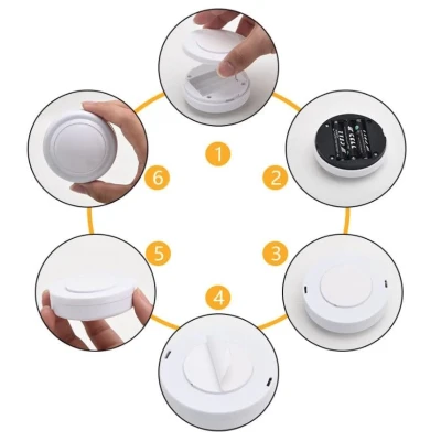 Set 3 Lumini pentru dulap Rotunde cu 5 moduri de iluminare si Telecomanda