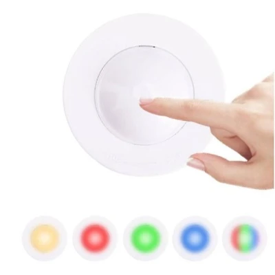 Set 3 Lumini pentru dulap Rotunde cu 5 moduri de iluminare si Telecomanda