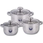 Set 3 Oale inox VL375 grele din Otel inoxidabil cu Capac