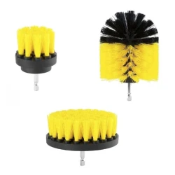 Set 3 perii pentru curatare universale cu adaptor pentru bormasina galbene