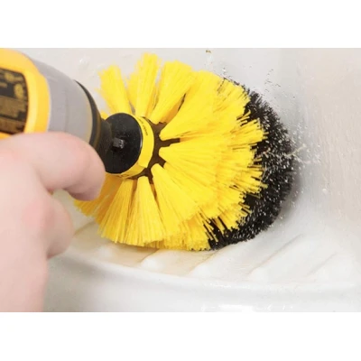 Set 3 perii pentru curatare universale cu adaptor pentru bormasina galbene