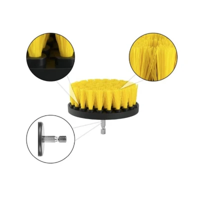 Set 3 perii pentru curatare universale cu adaptor pentru bormasina galbene