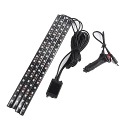 UB Set 4 benzi 12 LED cu lumina ambientale pentru auto si telecomanda RGB