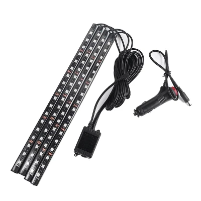UB Set 4 benzi 12 LED cu lumina ambientale pentru auto si telecomanda RGB