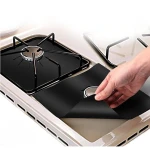 Set 4 Folii TEFLON NEGRU Detasabile pentru Aragaz din Teflon  Lavabila  Reutilizabila  Negru