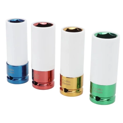 Set 4 tubulare Colorate cu protectie pentru jante aliaj masura  17 – 19 – 21 – 22 mm