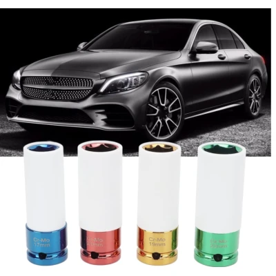 Set 4 tubulare Colorate cu protectie pentru jante aliaj masura  17 – 19 – 21 – 22 mm