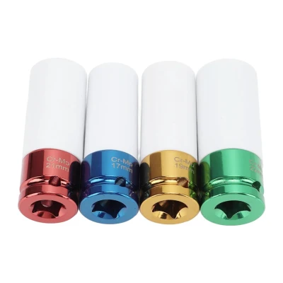 Set 4 tubulare Colorate cu protectie pentru jante aliaj masura  17 – 19 – 21 – 22 mm