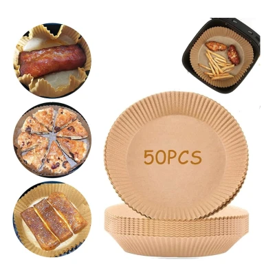 Set 50 hartii de copt ROTUNDE pentru friteuza Unica folosinta 16x20x4.5 cm Maro