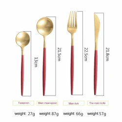 Set de 24 piese tacamuri in stil portughez- culoare rosu si auriu