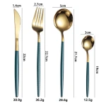 Set de 24 piese tacamuri in stil portughez- culoare verde si auriu