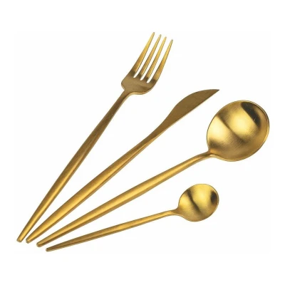 Set de 4 piese tacamuri in stil portughez- culoare auriu