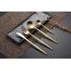 Set de 4 piese tacamuri in stil portughez- culoare auriu