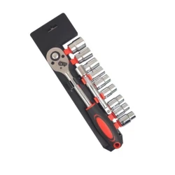 Set de Chei Tubulare 1/2" cu Clicket - 12 Bucati, din Crom si Vanadiu