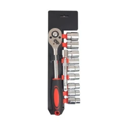 Set de Chei Tubulare 1/2" cu Clicket - 12 Bucati, din Crom si Vanadiu