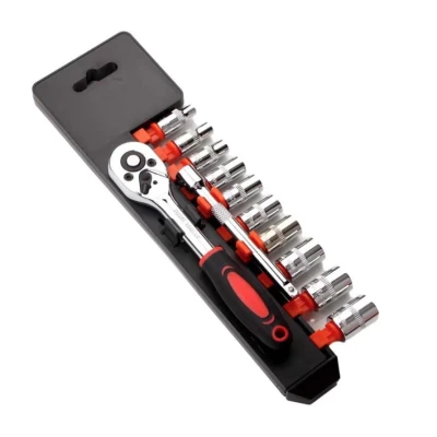 Set de Chei Tubulare 1/4" cu Clicket - 12 Bucati, din Crom si Vanadiu
