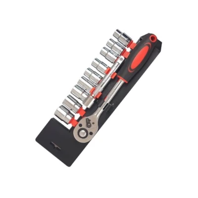 Set de Chei Tubulare 1/4" cu Clicket - 12 Bucati, din Crom si Vanadiu