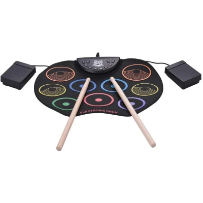Set Tobe electronice digitale din Silicon cu pedale de picior 9 USB 9 Paduri de tobe colorate