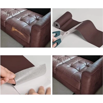 Sul autoadeziv din piele ecologica (imitatie piele) 0.75 x 2.5m Wenghe (Maro inchis) cu textura