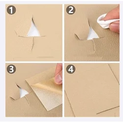 Sul autoadeziv LY din piele ecologica (imitatie piele) 0.45 x 3.0m BEJ Cream cu textura