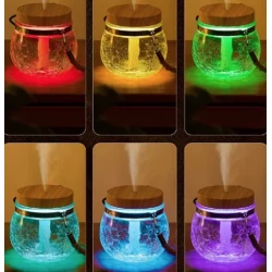 Umidificator de 400 ml si Iluminare LED RGB ZJ987 cu Lemn natural