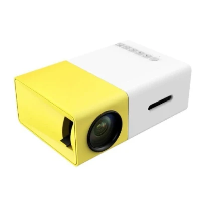 Video Proiector Mini Portabil LED 1080P Full HD Display Galben Alb
