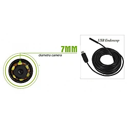 Endoscop PC cablu 5 metri Camera waterproof Universala Slim pentru Inspectie Auto  Endoscop PC cablu 5 metri Camera waterproof Universala Slim pentru Inspectie Auto