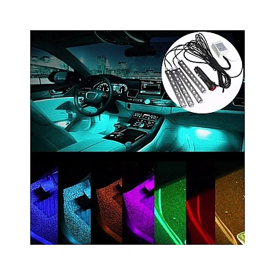 Benzi Led Auto Ambientale 9 Led 8 Culori Telecomanda Benzi Led Auto Ambientale 9 Led 8 Culori Telecomanda