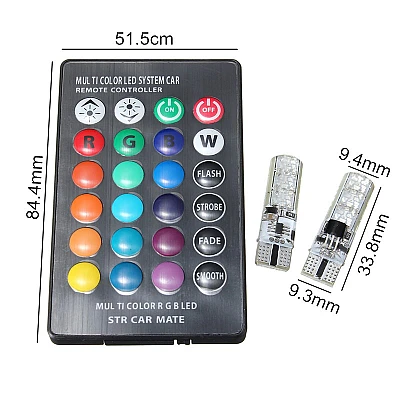 Set 2 Becuri T10 LED 12v RGB Cu Telecomanda Auto RU Set 2 Becuri T10 LED 12v RGB Cu Telecomanda Auto RU