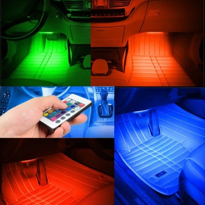 Benzi Led Auto Ambientale 9 Led 8 Culori Telecomanda