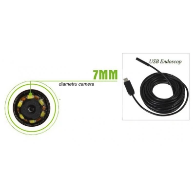 Endoscop PC cablu 5 metri Camera waterproof Universala Slim pentru Inspectie Auto 